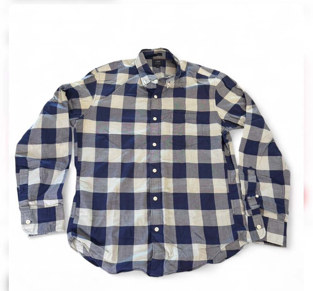 J.Crew Men's Slim Fit Summer Shirt Large Buffalo Check Plaid Button Down